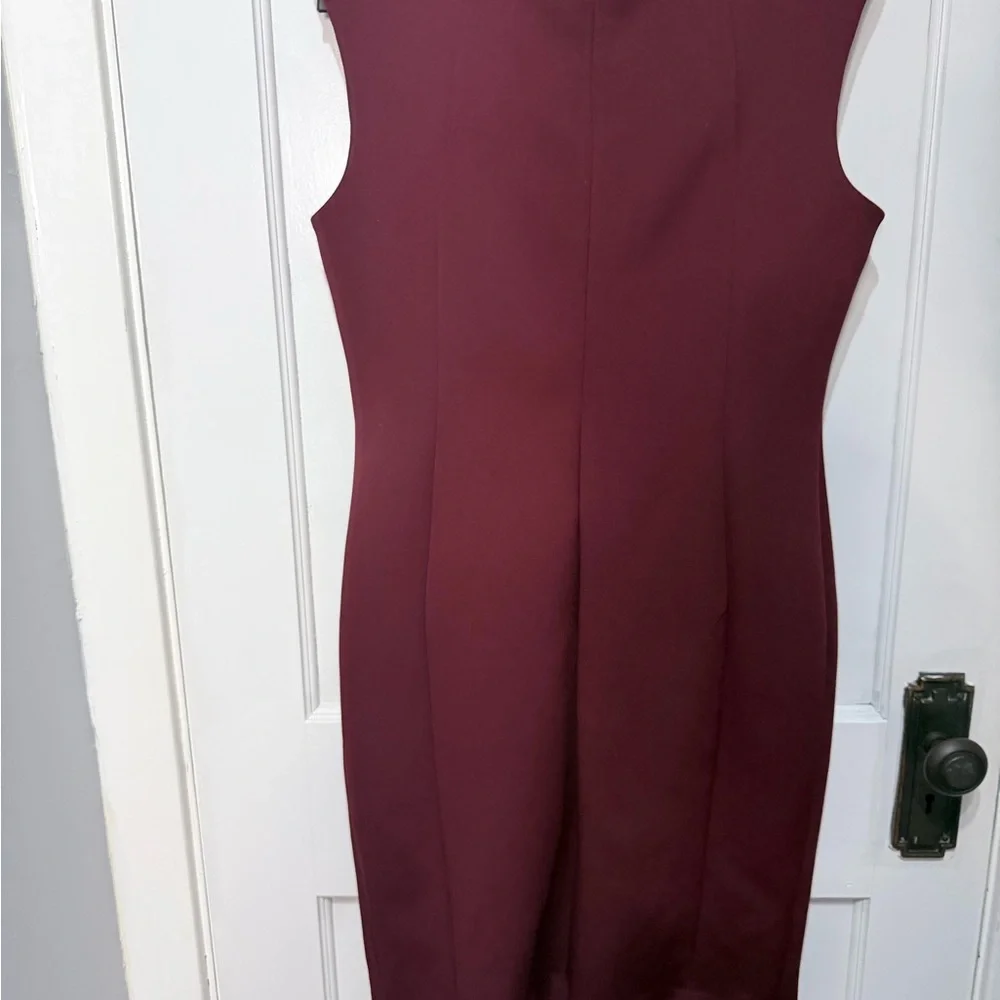 Calvin Klein Burgundy Sheath Dress with Gold Eyelets - Picture 2 of 5